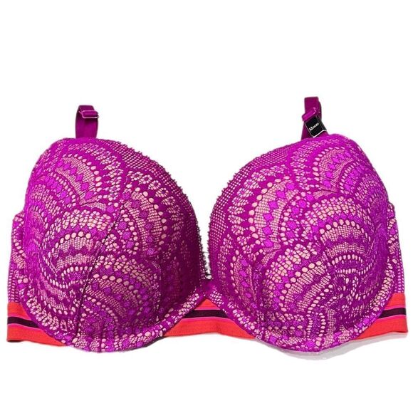 Victoria’s Secret Very Sexy Lightly Lined Plunge Lace Bra Berry rumba 32DDD - Picture 1 of 4